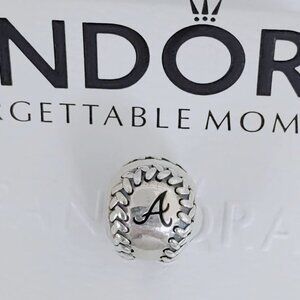 Pandora Atlanta Braves Engraved Baseball Charm S925 Silver Bead with box